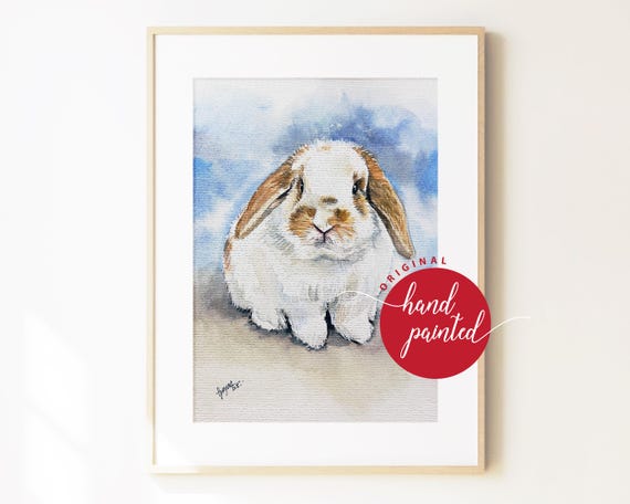 Custom Rabbit Portrait: Watercolor Bunny Painting, Pet Memorial Gift