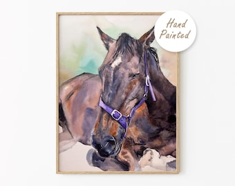 Custom Watercolor Horse Portrait: Memorial Pet Art Gift