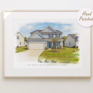 Retrato de casa en acuarela personalizado: Imagen de casa pintada a mano