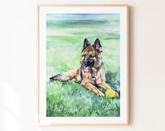 Pet memorial portrait: Hand-painted dog Cat Art