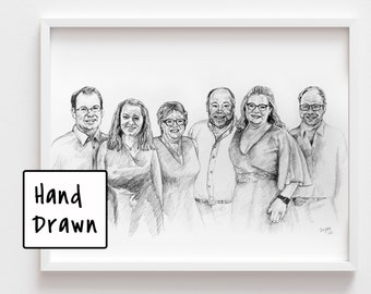 Custom Family Portrait Illustration Personalised Portrait of Print, Illustrated Family Portrait for Mum Dad Brother Sister