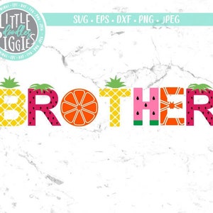 Hermano Letras de Frutas SVG PNG Archivo de corte, Fruitti Hermano Svg, Letras de Frutas