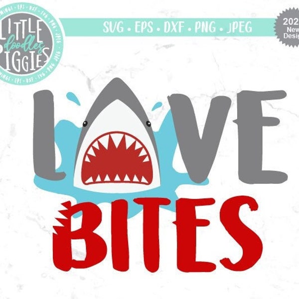 Love Bites Svg Eps Png Cut File, Shark Love Bites, Valentines Day Printable