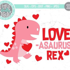 Loveasaurus Svg Eps Png Cut-bestand, meisje Valentine dinosaurus, roze Dino Valentijnsdag afdrukbare