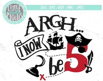 Pirate Birthday 5 SVG, PNG Cut File (Digital Download)