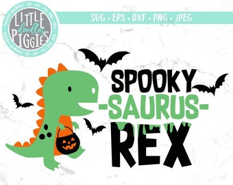 Spooky Saurus Rex SVG PNG Cut File, Spooky Halloween Svg, Dinosaur Clipart, Trick or Treat Print File