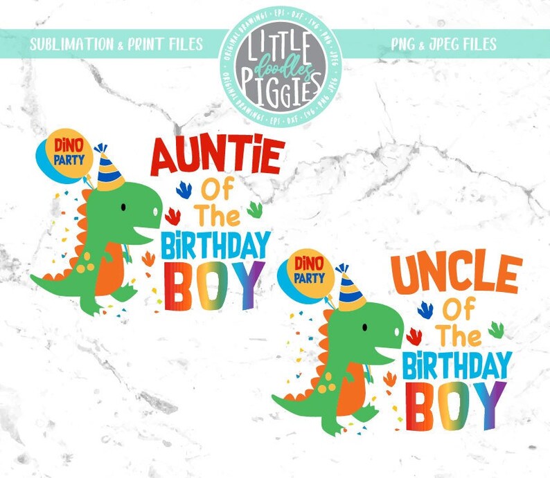 Tía y tío Dinosaurio Cumpleaños PNG JPEG para sublimación Etsy España