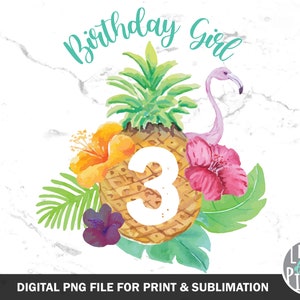 Birthday Luau 3 Png, Luau Three PNG, 3rd Luau Png, Tropical Birthday Sublimation