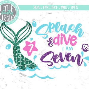Seven Mermaid, SVG PNG Cut File, Mermaid Birthday 7  SVG, I am Seven Mermaid, Mermaid 7th Birthday Svg