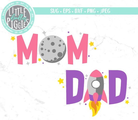 Pink Purple Space Mom Dad SVG PNG Cut File Girl Space - Etsy