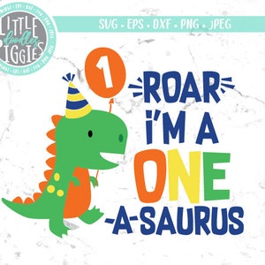 One-a-saurus SVG PNG Cut File, Dino 1 SVG, Dinosaur First Birthday Design File, Dinosaur One Svg