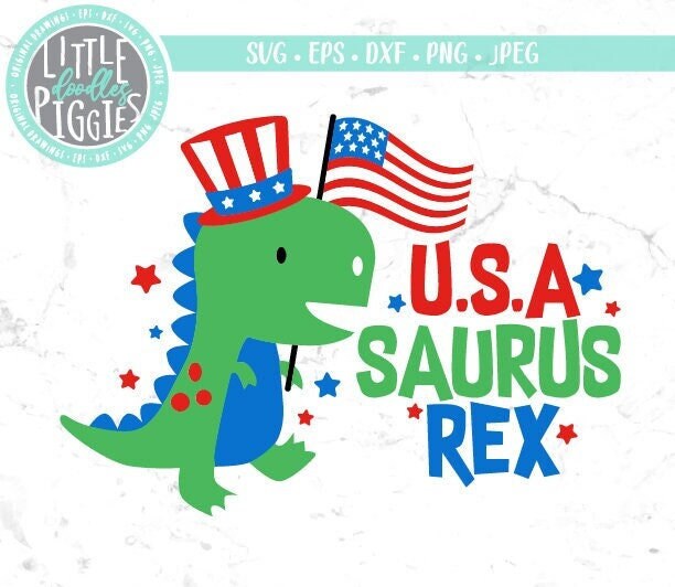 USA Dinosaur Svg Eps Png Cut File, 4th of July Dino, American Flag Dinosaur Print Sublimation