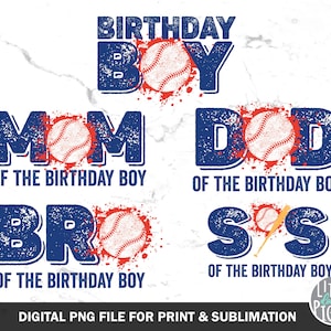 Baseball Birthday Family Bundle PNG, Baseball Mom, Baseball Dad, Sister, Bro Sublimation, Print file