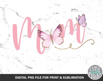 Butterfly Birthday Mom PNG, Butterfly Mom, Birthday Butterfly Mom Print file