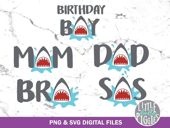 Shark Family Bundle SVG, Cut, Shark Mom Dad Sis Bro PNG