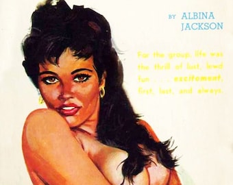 Dusky Dyke vintage Erotic Pulp Poster Retro Art Print Sexy Nude Pinup 50s 60s Lesbian Queer Pride LGBTQIA Sappho Sapphic