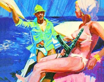 Seaport Stud vintage Erotic Pulp Poster Nautique Mer Océan Marin Sirène Pinup Retro Art Print 50s 60s