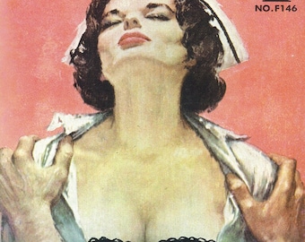 Vintage Erotik Pulp Poster Sinners in White Nurse Medical Fetisch Kink Retro Kunstdruck Pinup Doctor Nude