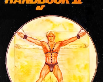 vintage Erotic Pulp Poster Leatherman’s Handbook Leather Fetish Kink Bondage Queer LGBTQIA BDSM Pride Retro Pinup Nude