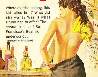 Vintage Erotic Pulp Poster North Beach Girl Retro Pinup Art Print Nautical Sea Ocean Kink Fetish Sleaze Nude Hippie Hippy