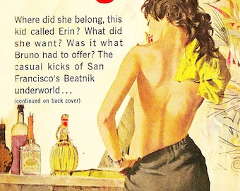 Vintage Erotic Pulp Poster North Beach Girl Retro Pinup Art Print Nautical Sea Ocean Kink Fetish Sleaze Nude Hippie Hippy