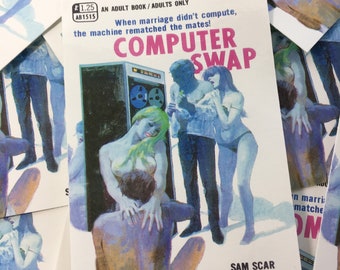 Computer Swap vintage Vinyl Sticker Retro Sexy Erotic Pinup Art Print Nude Computer Nerd Tech Gamer 50s 60s