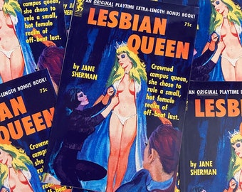 Vintage Vinyl Sticker Lesbian Queen Sappho Sapphic Queer Pride LGBTQIA Retro Pinup Art Print