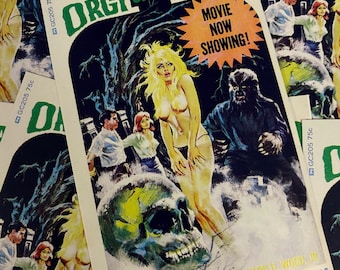 Orgy of the Dead Vintage Vinyl Sticker Erotic Sexy Pinup Art Print Gothic Graveyard Zombie Nude Werewolf Horror Monster Rockabilly 50s 60s