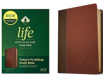 PERSONALIZED ***NLT Life Application Study Bible, Third Edition soft leather-look, brown/tan. *** Custom Name Imprint