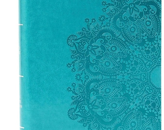 PERSONALIZED *** KJV Large Print Personal Size Reference Bible, Teal Leathertouch *** Custom Name Imprint