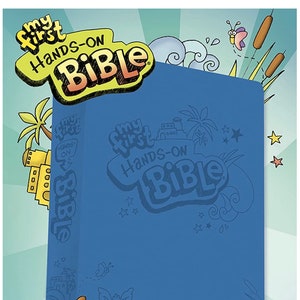 PERSONALIZED *** NLT My First Hands on Bible. Blue, Leathersoft. Bible for Kids. *** Custom Name Imprint