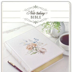 Sainte Bible personnalisée LSG - Bible de prise de notes en gros caractères - Cuir végétalien - Couverture rigide - Bouquet rose pâle - Empreinte de nom personnalisée