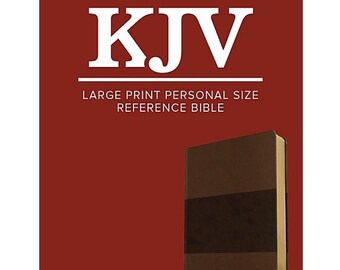 PERSONALIZED *** KJV Large Print Personal Size Reference Bible, Brown Leathertouch. *** Custom Name Imprint