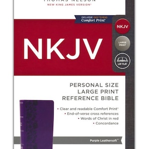 PERSONALISIERT ** NKJV Referenzbibel in persönlicher Größe im Großdruck - Komfortdruck - Weiche Lederoptik, lila.** Benutzerdefinierter Name eingeprägt