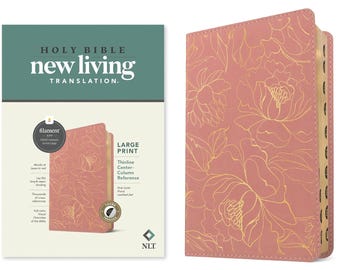 Personalized NLT Large Print Thinline Bible: Pink Floral Soft Leather-look
