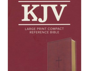 PERSONALIZED *** KJV Large Print Compact Reference Bible, Brown LeatherTouch. *** Custom Name Imprint