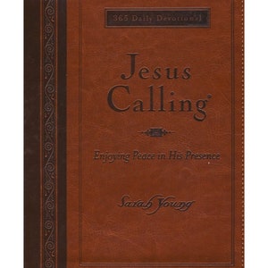 PERSONALIZED *** Jesus Calling: Enjoying Peace in His Presence - Sarah Young - Brown - Large Print *** Custom Name Imprinting