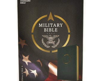 PERSONALIZED *** Army,  CSB Military Bible. Green LeatherTouch *** Custom Name Imprint