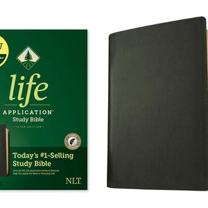 Biblia de estudio personalizada NTV Life Application - Tercera edición - Cuero genuino negro - Letras rojas - INDEXADA *** Impresión de nombre personalizada