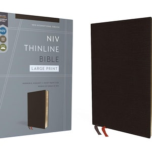 PERSONALIZED *** NIV Thinline Bible - Large Print - Black - Bonded Leather *** Custom Name Imprint