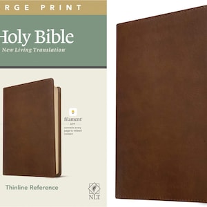 PERSONALIZED ** NLT Large-Print Thinline Reference Bible - Soft Leather-look - Rustic Brown *** Custom Name Imprint