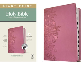 Personalized NLT Giant-Print Bible: Peony Pink Leather-Look, Indexed