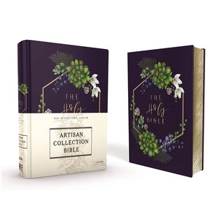PERSONALIZED *** NIV Artisan Collection Bible - Cloth over Board - Navy Floral *** Custom Name Imprint