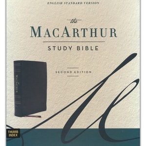 PERSONALIZED **ESV MacArthur Studienbibel - 2.Auflage - Echtleder - Schwarz - Indexiert** Namens-Gravur