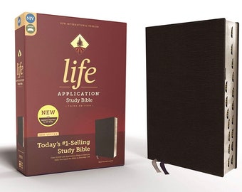 PERSONALIZED *** NIV Life Application Study Bible, Third Edition, Bonded Leather, Black, Indexed *** Custom Name Imprint