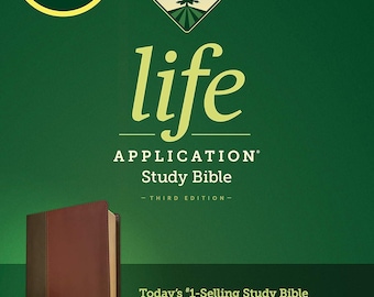 PERSONALIZZATO ***NLT Life Application Study Bible - Terza edizione in morbida similpelle - Marrone/Mogano - Stampa grande *** Stampa personalizzata del nome