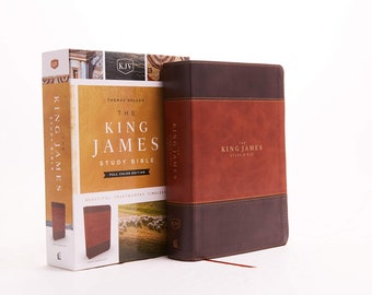 PERSONALIZED *** KJV, The King James Study Bible, Leathersoft, Brown, Red Letter. *** Custom Name Imprint