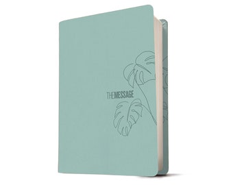 PERSONALIZED *** The Message Large-Print Deluxe Gift Bible - Soft Leather-look - Teal *** Custom Name Imprint