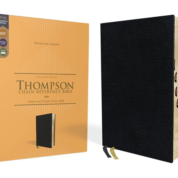 PERSONALIZED *** KJV Thompson Chain-Reference Bible - Comfort Print - European Bonded Leather - Black - Indexed *** Custom Name Imprint