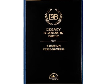 PERSONLIGT UTFORMAD - Legacy Standard Bible: LSB 2-kolumn Vers-för-vers - Blått konstläder - Anpassat namntryck